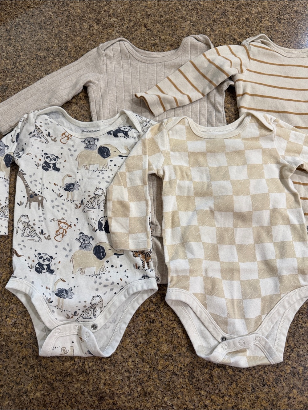 Neutral Beige & Cream Long-Sleeve Baby One-Piece Bodysuits - Pack